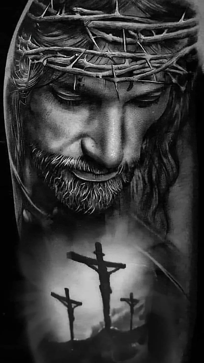 Jesus, black and white, believe, black and white, christ, christian, cross, crucified, HD phone wallpaper