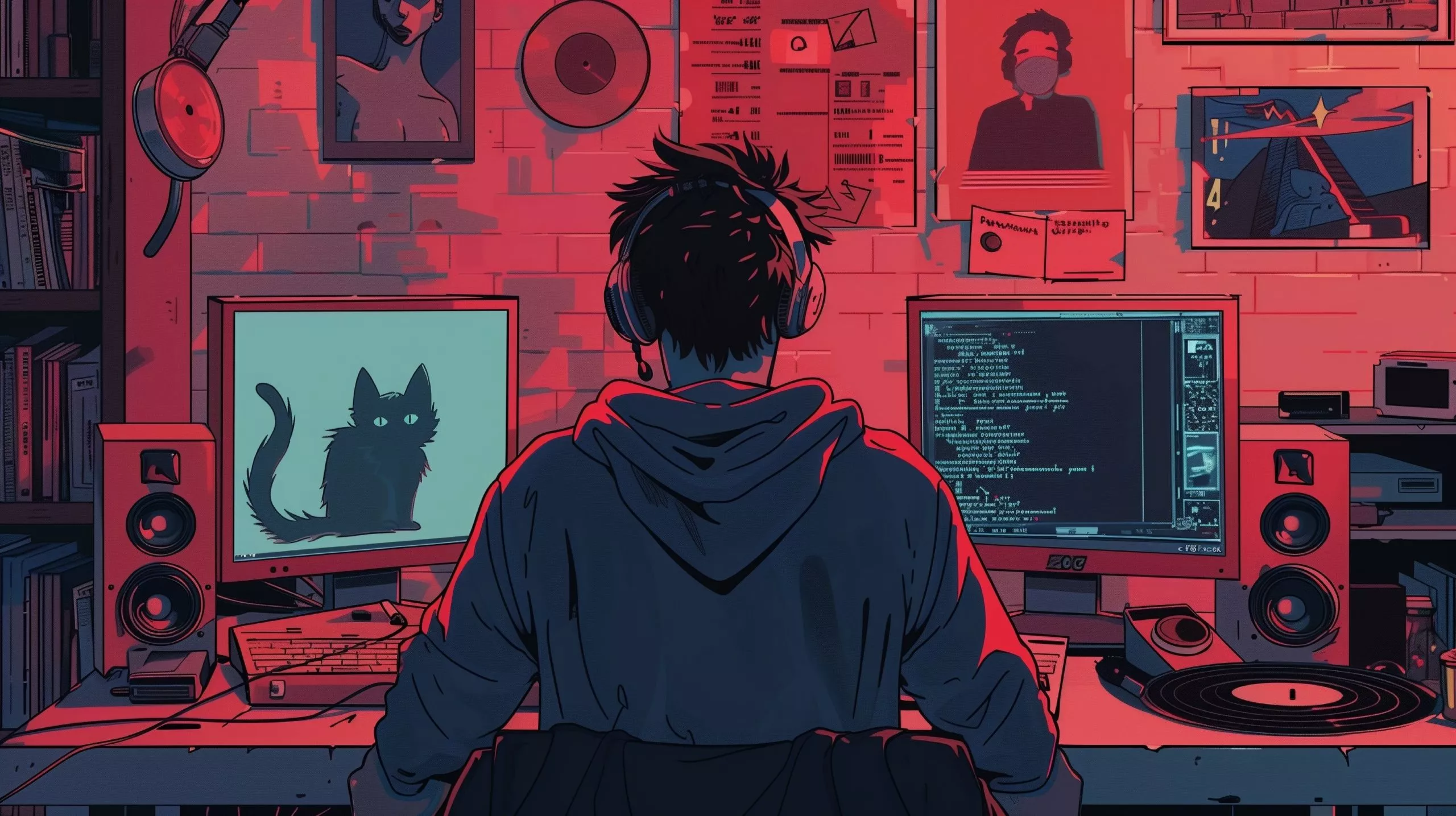 Digital Lofi Room HD Nerd Art Wallpaper