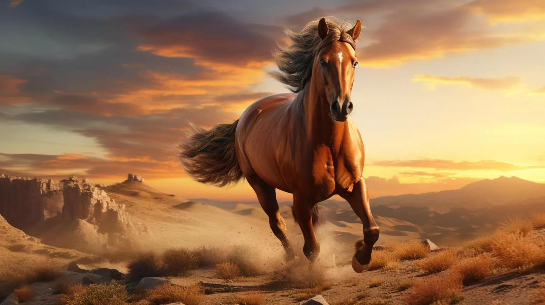 3D Wallpaper Horses