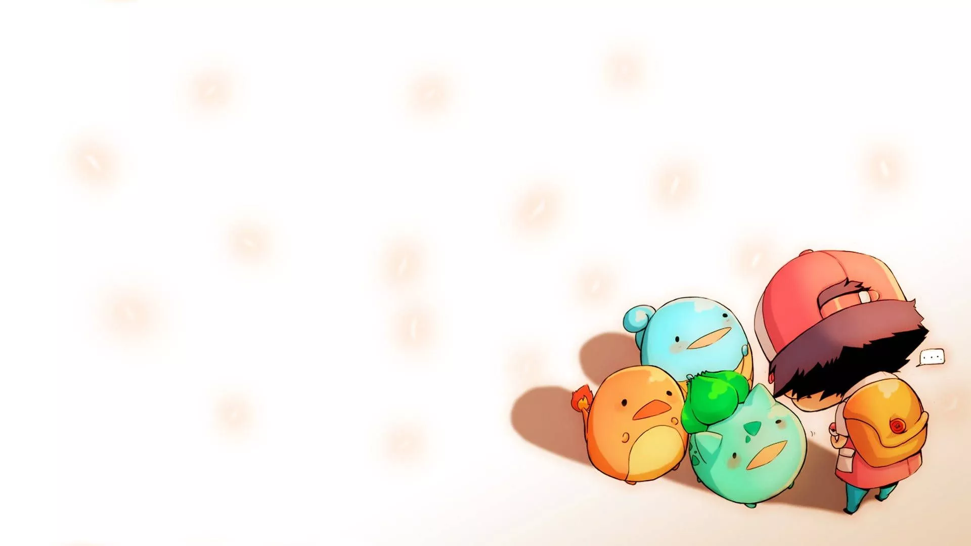 Chibi Starter Pokémon And Ash Wallpaper