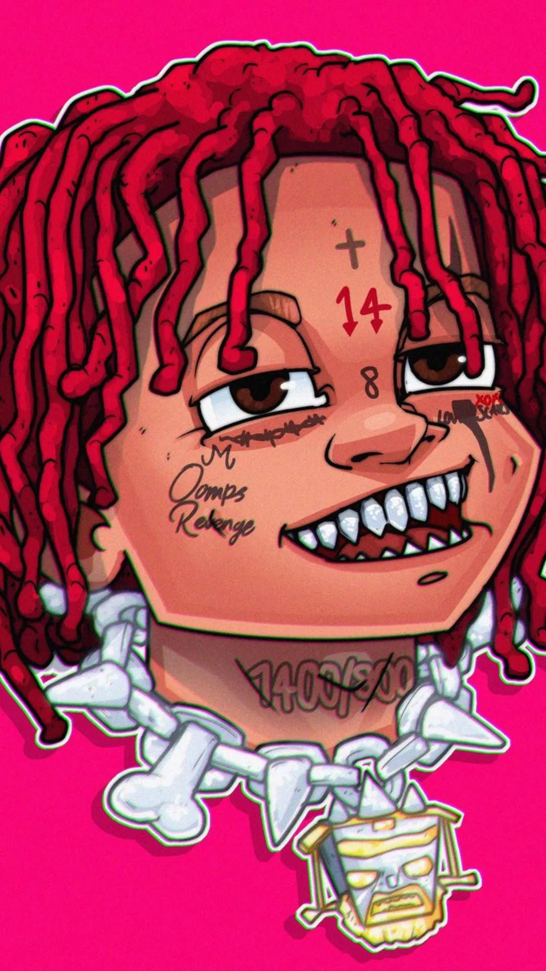 Trippie Redd Cartoon Close Up Wallpaper