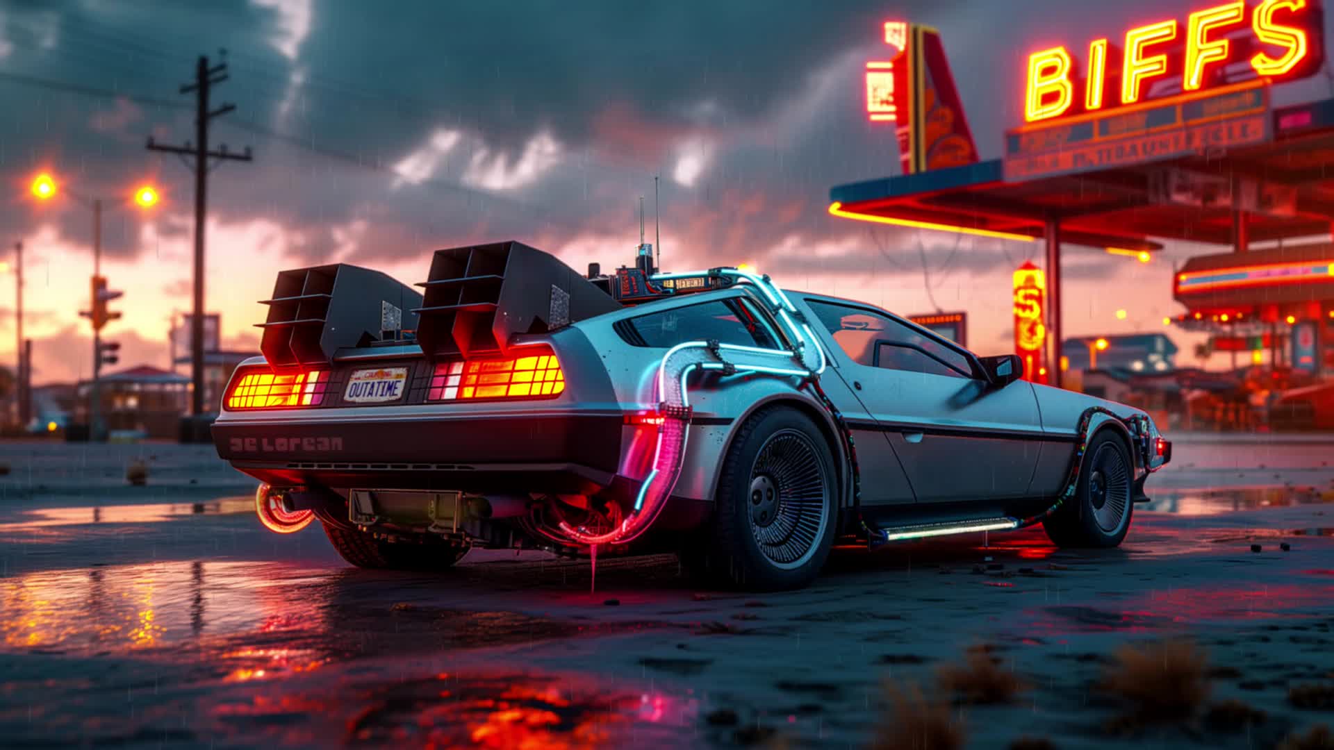 DeLorean Back to the Future animated