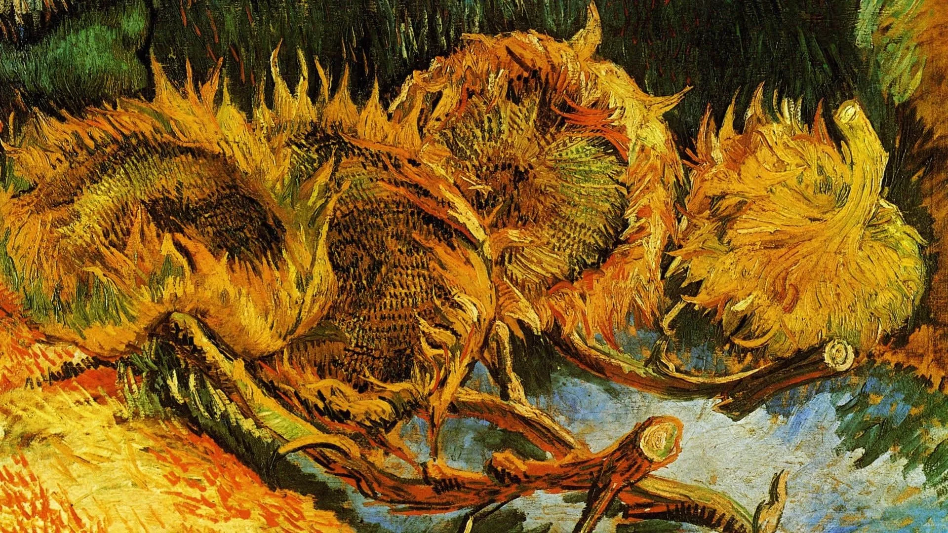 Wallpaper sunflowers, picture, Vincent