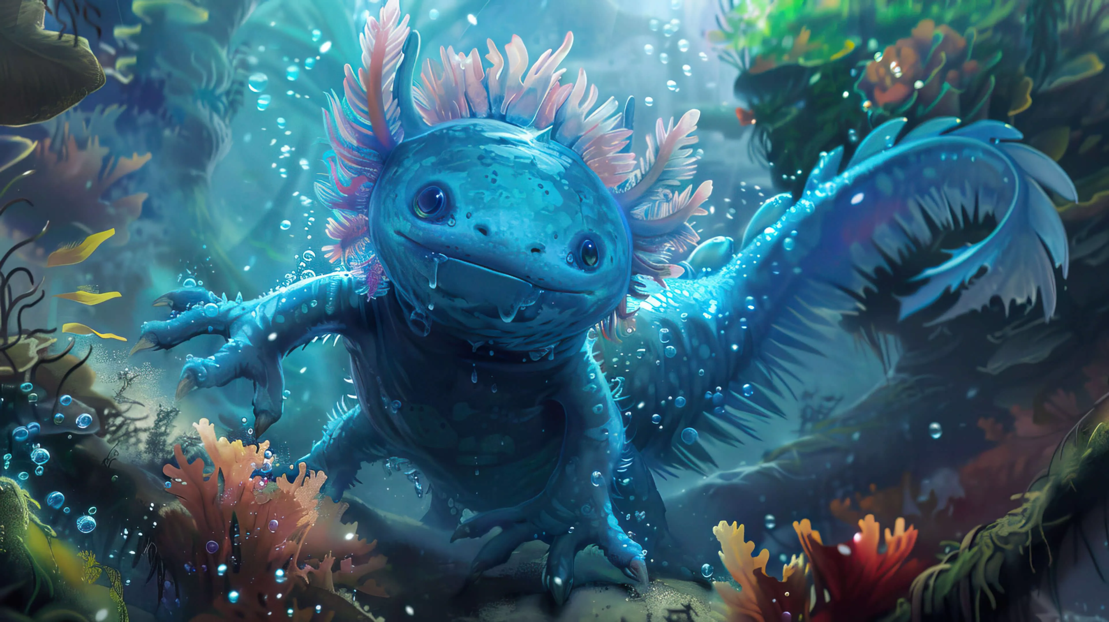 Blue Axolotl Wallpaper, Free, 4k