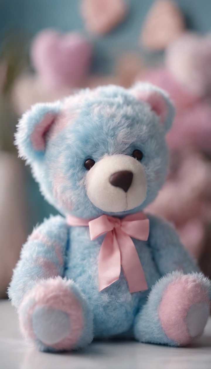 A cute teddy bear made of soft pastel