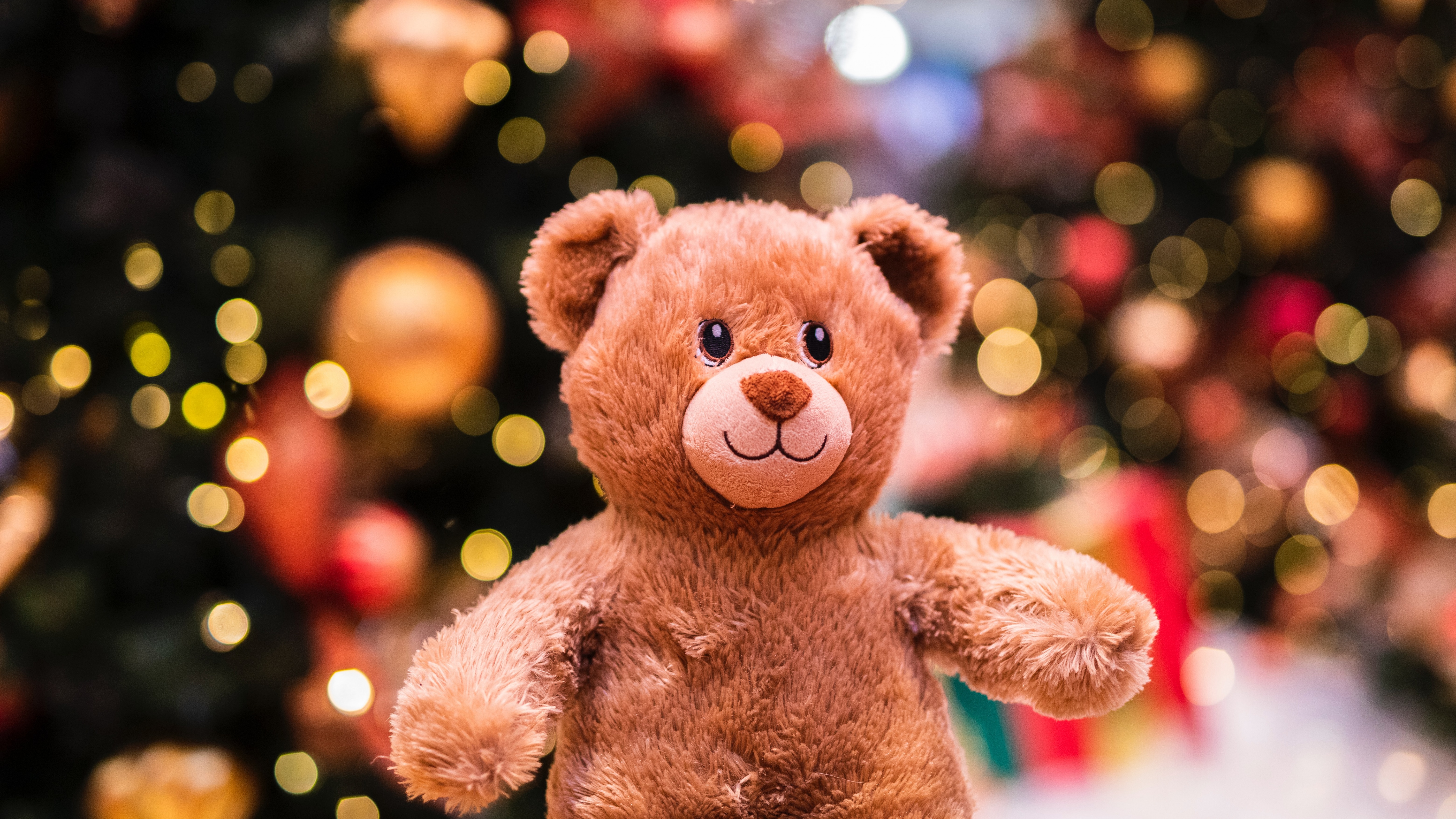 Teddy bear Wallpaper 4K, Cute Christmas