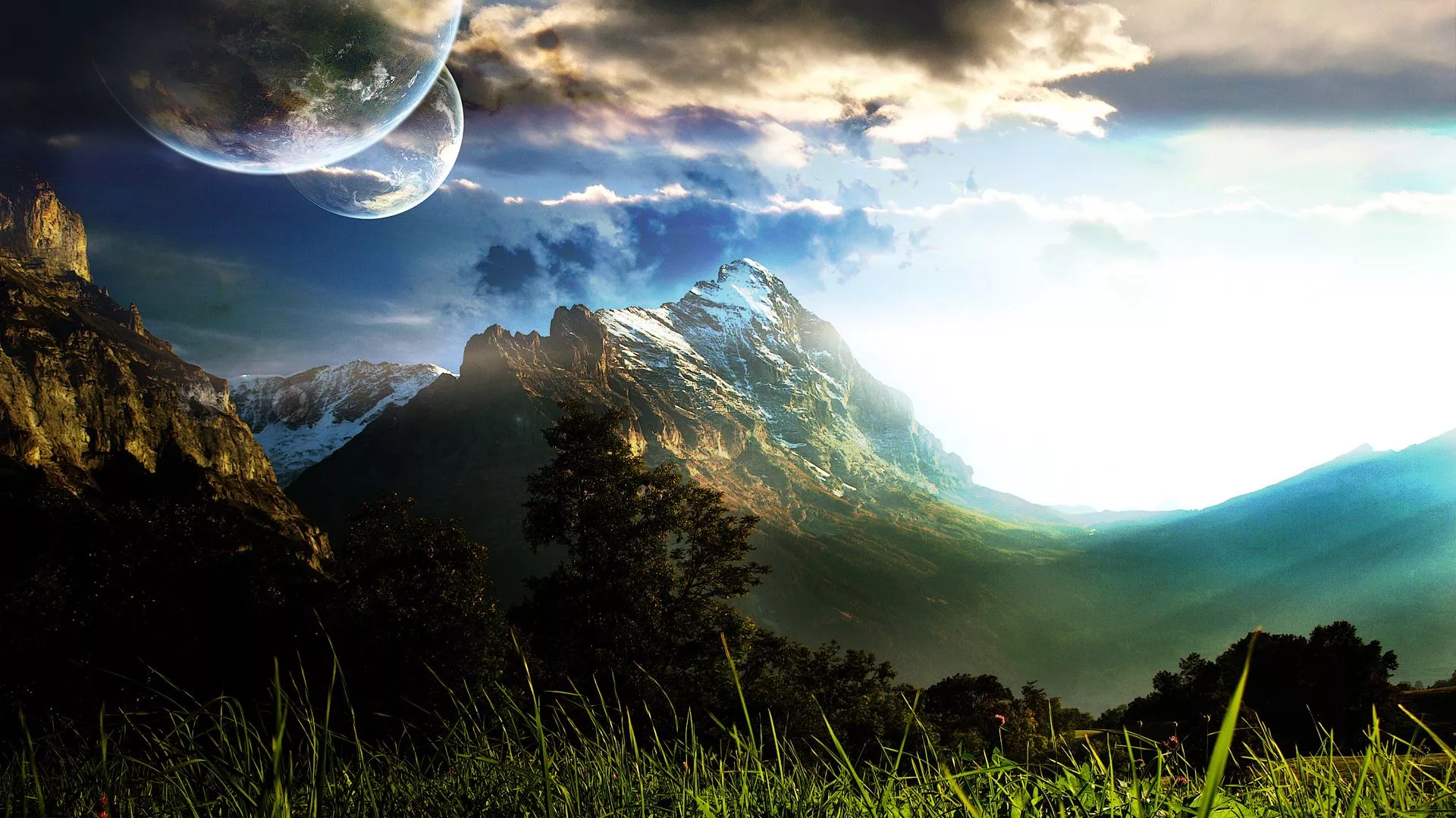 Sci Fi Mountain Landscape HD Wallpaper