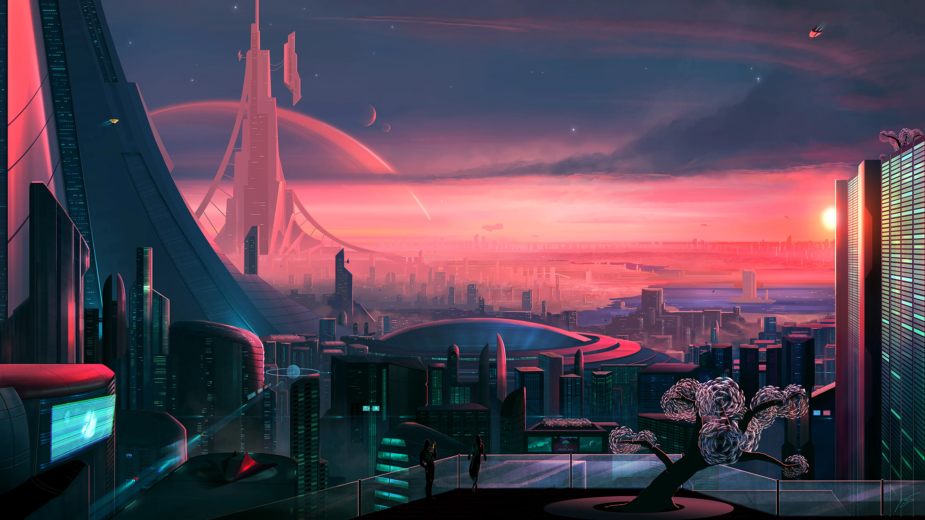 Scifi city scenery artwork Wallpaper 4k