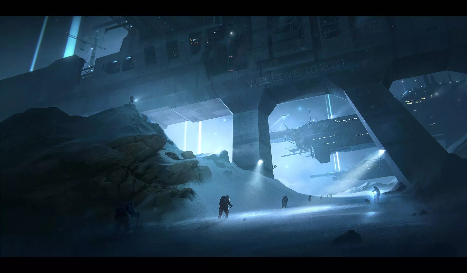 Sci Fi Landscape Snow Base Wallpaper