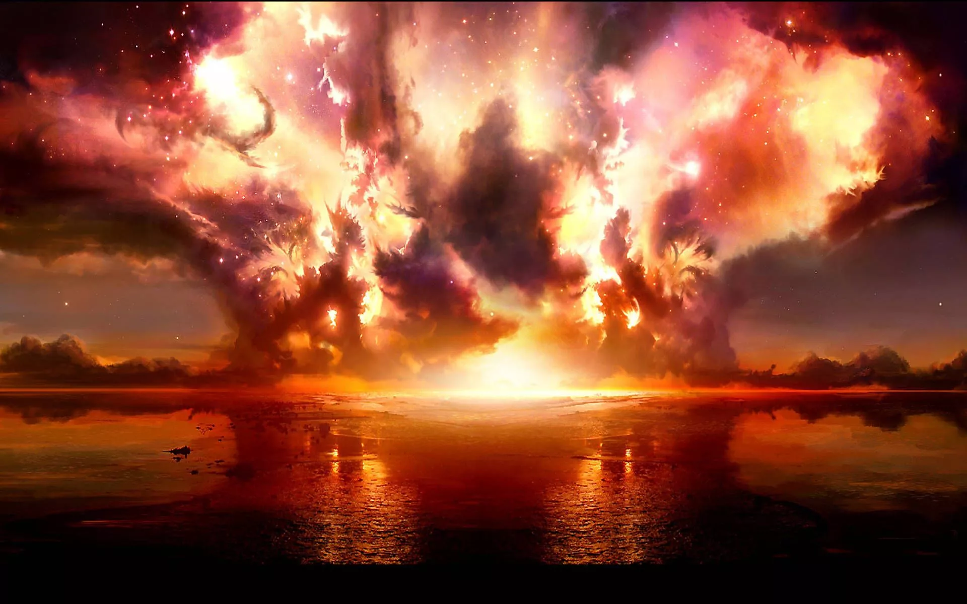 Dope Explosions Sci Fi Landscape