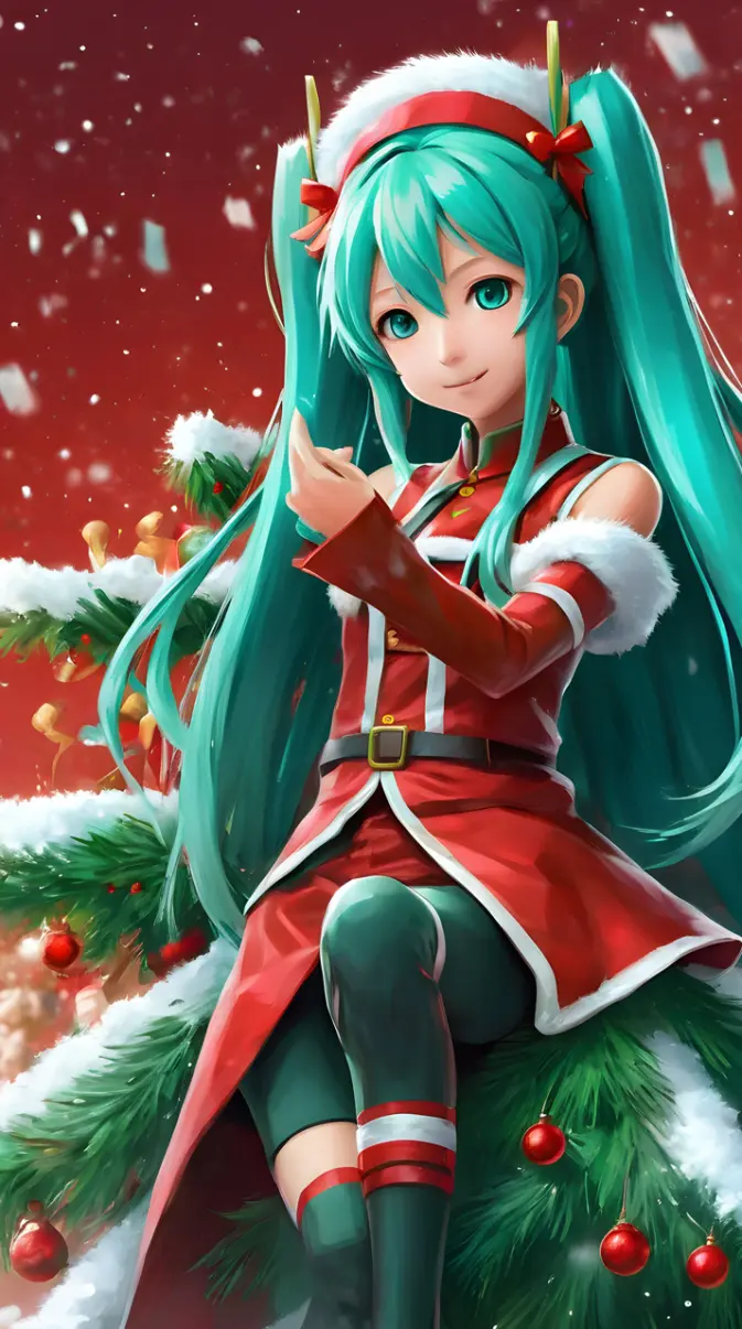 Hatsune Miku, noël, noel wallpaper