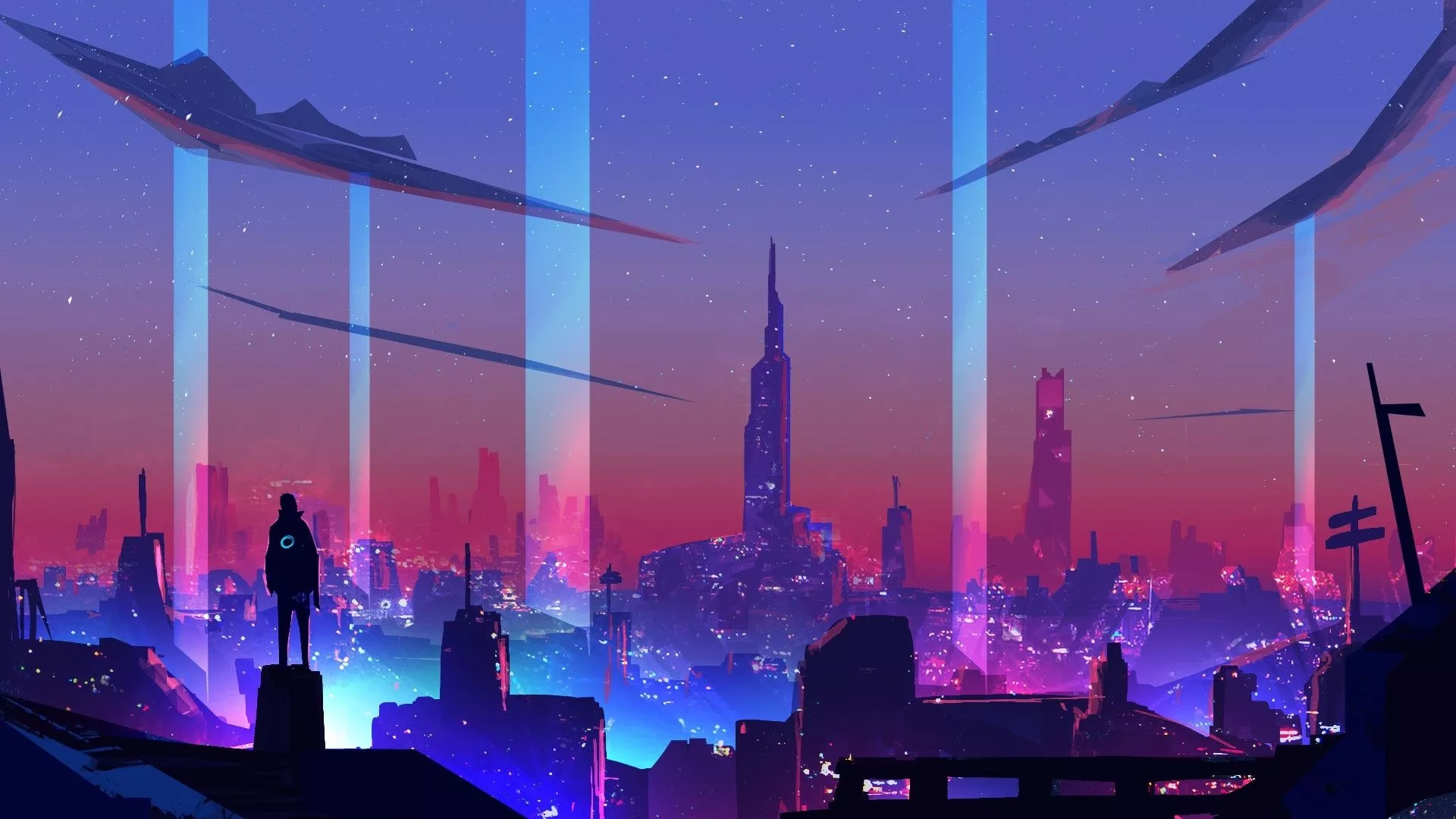 Neon Wave Futuristic City Wallpaper, HD