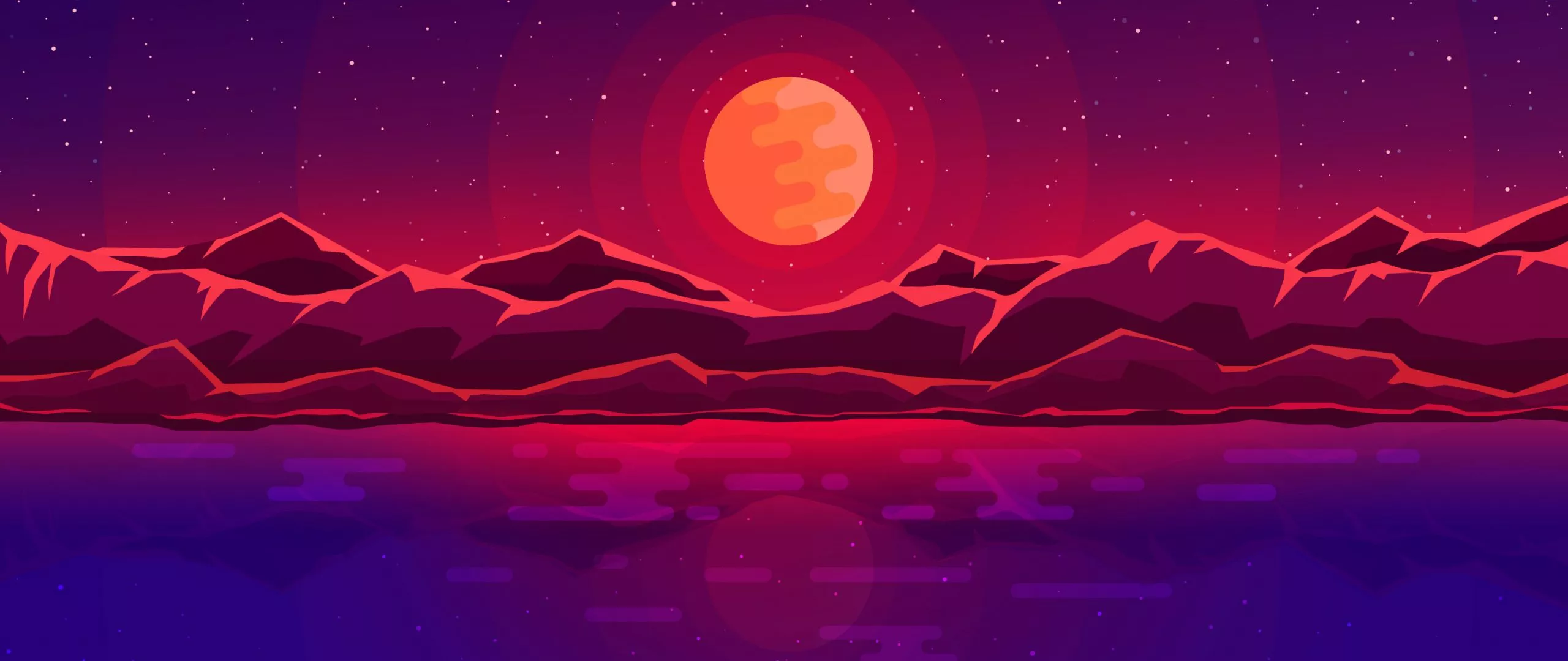 Download wallpaper 2560x1080 moon rays