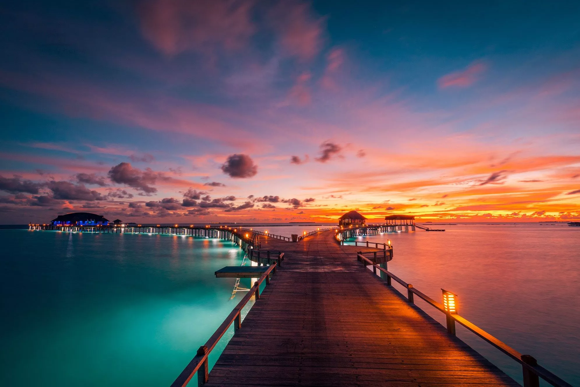 Wallpaper sunset, bridge, the ocean