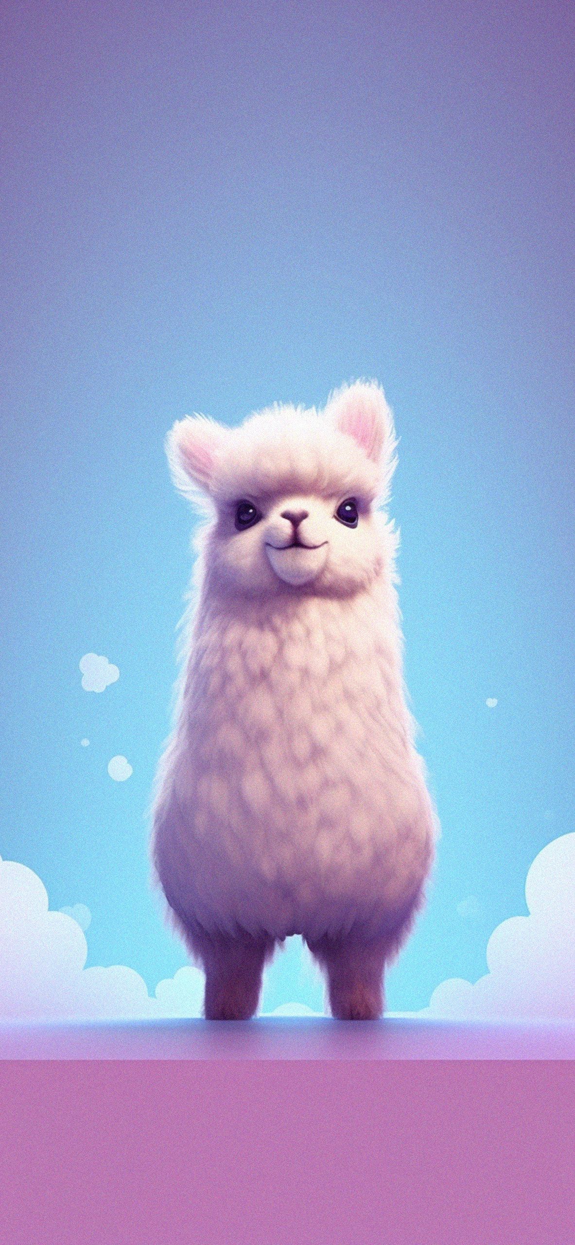 Cute Llama Blue & Purple Wallpaper