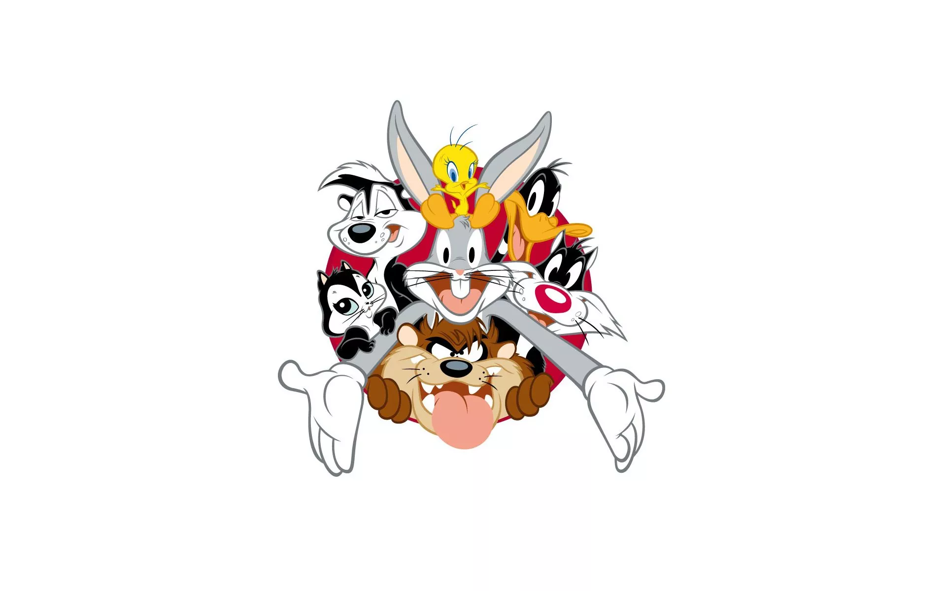 white background, Taz, Daffy Duck