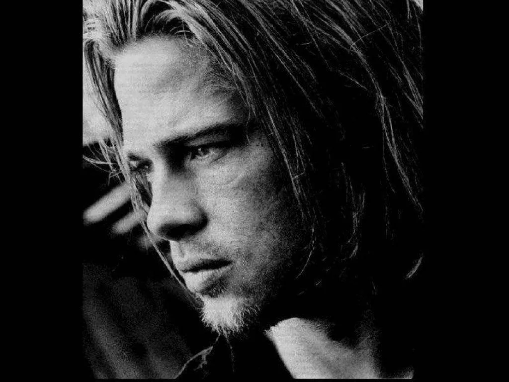 Brad Pitt Long Hair Close Up Wallpaper