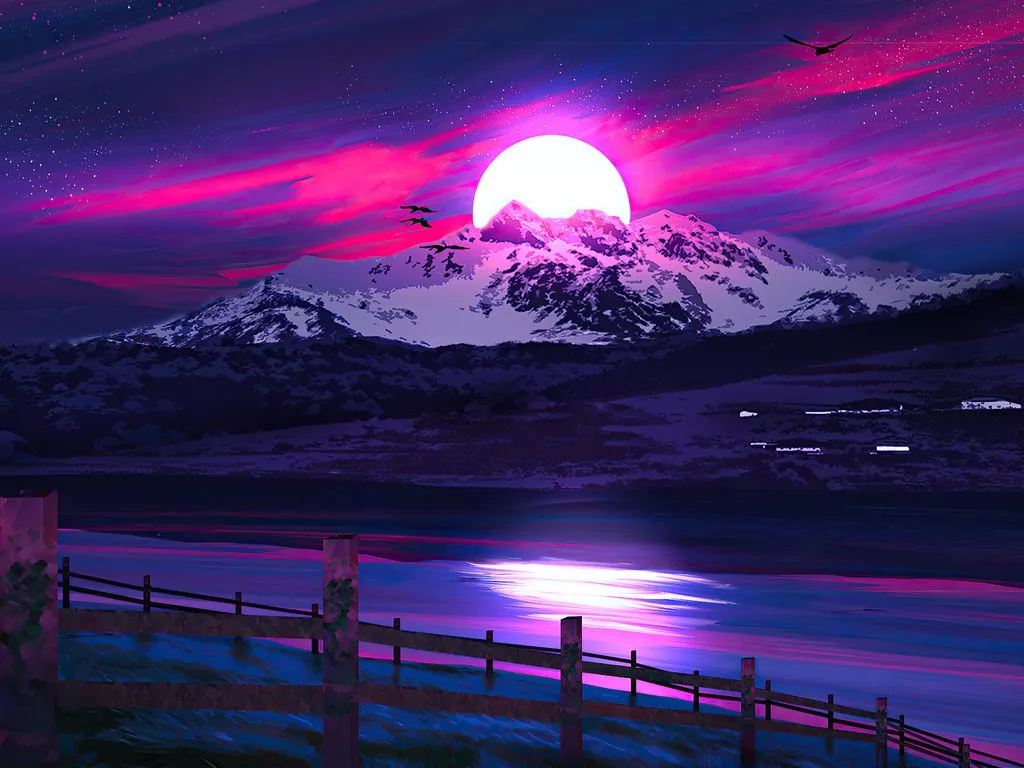 Minimal Landscape Sunrise 4k