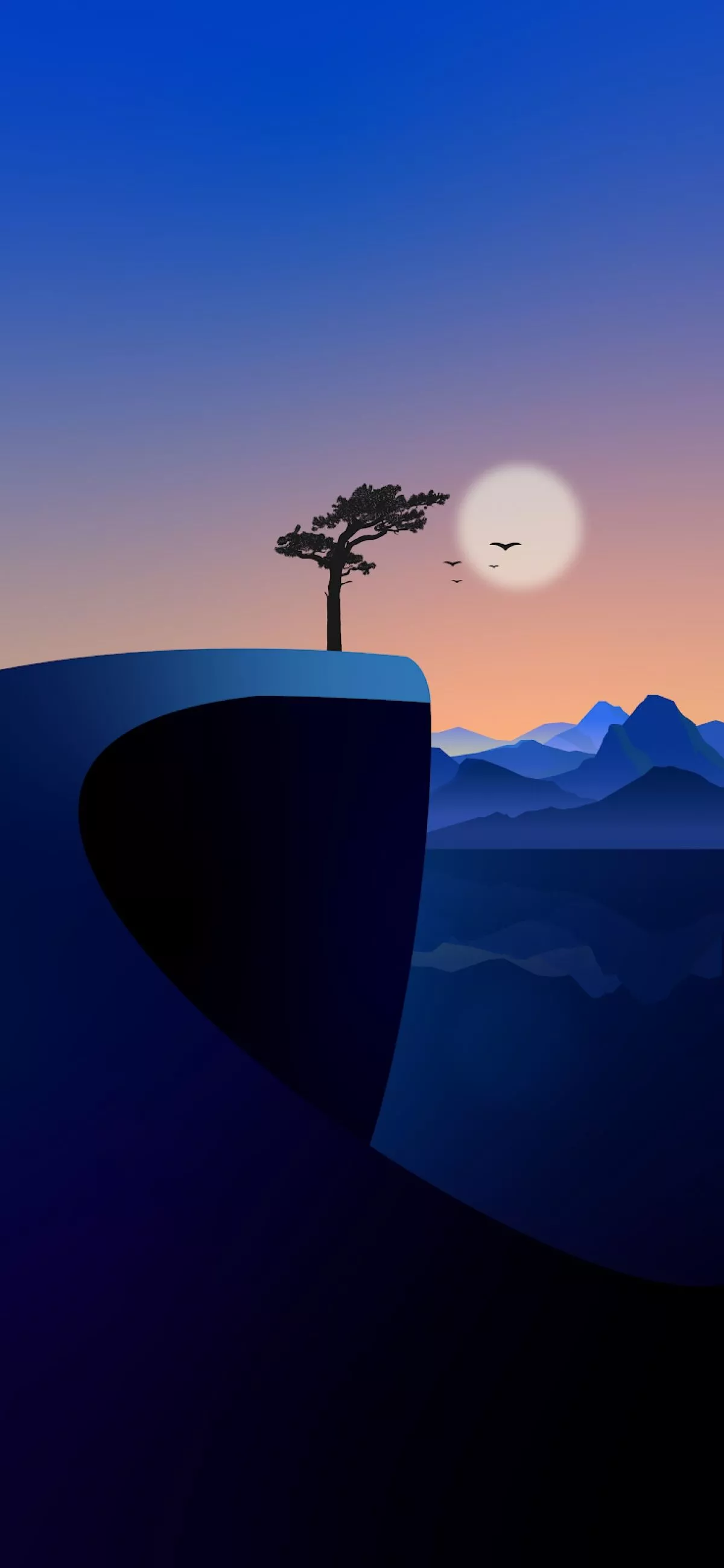 Minimalistic Mountain Tree Leaves