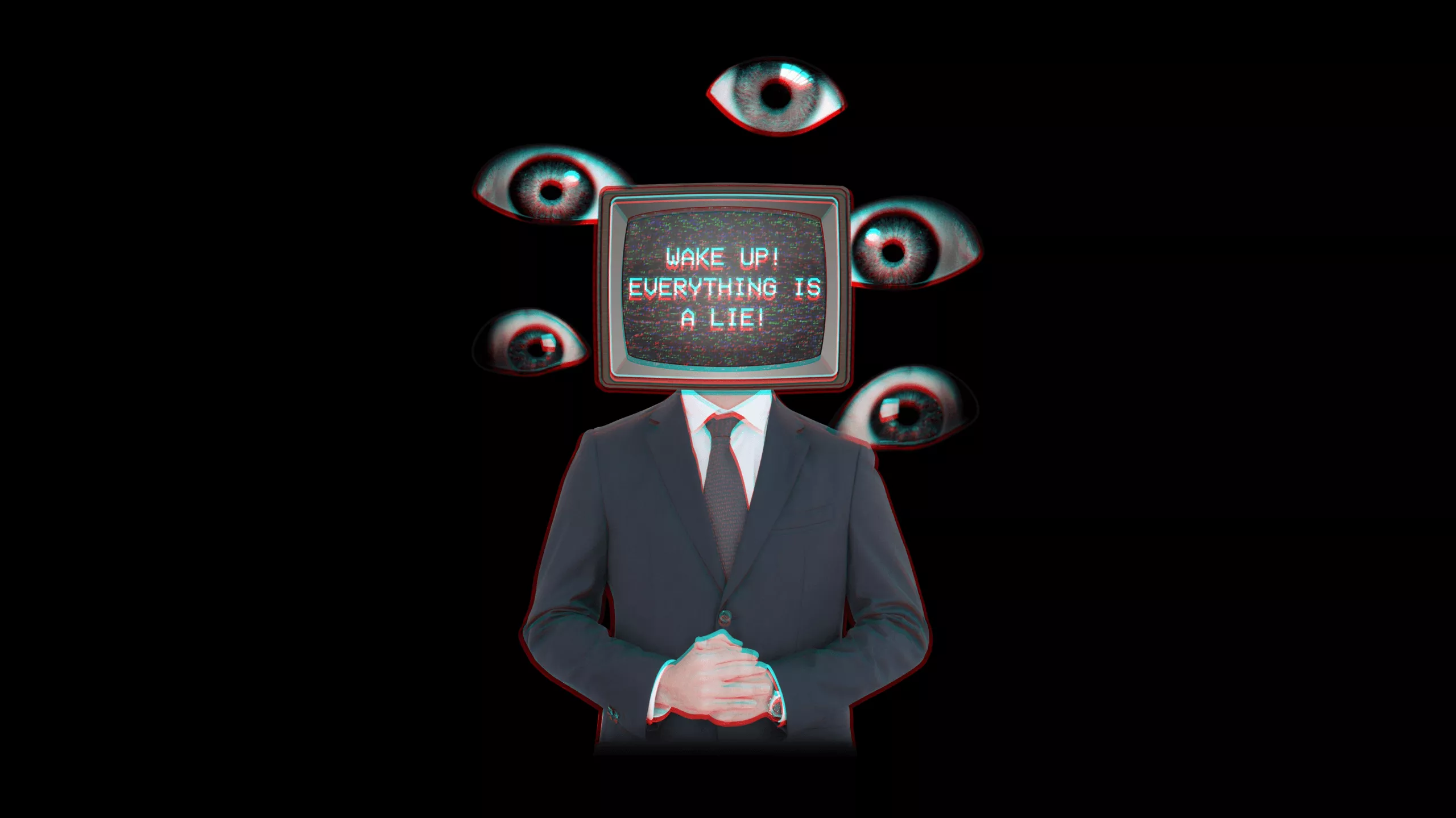 Weirdcore Wallpaper 4K, Eyes, Black