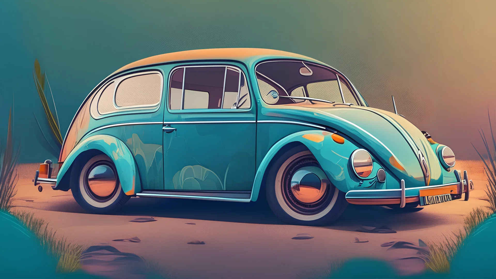 vintage volkswagen car 2d wallpaper