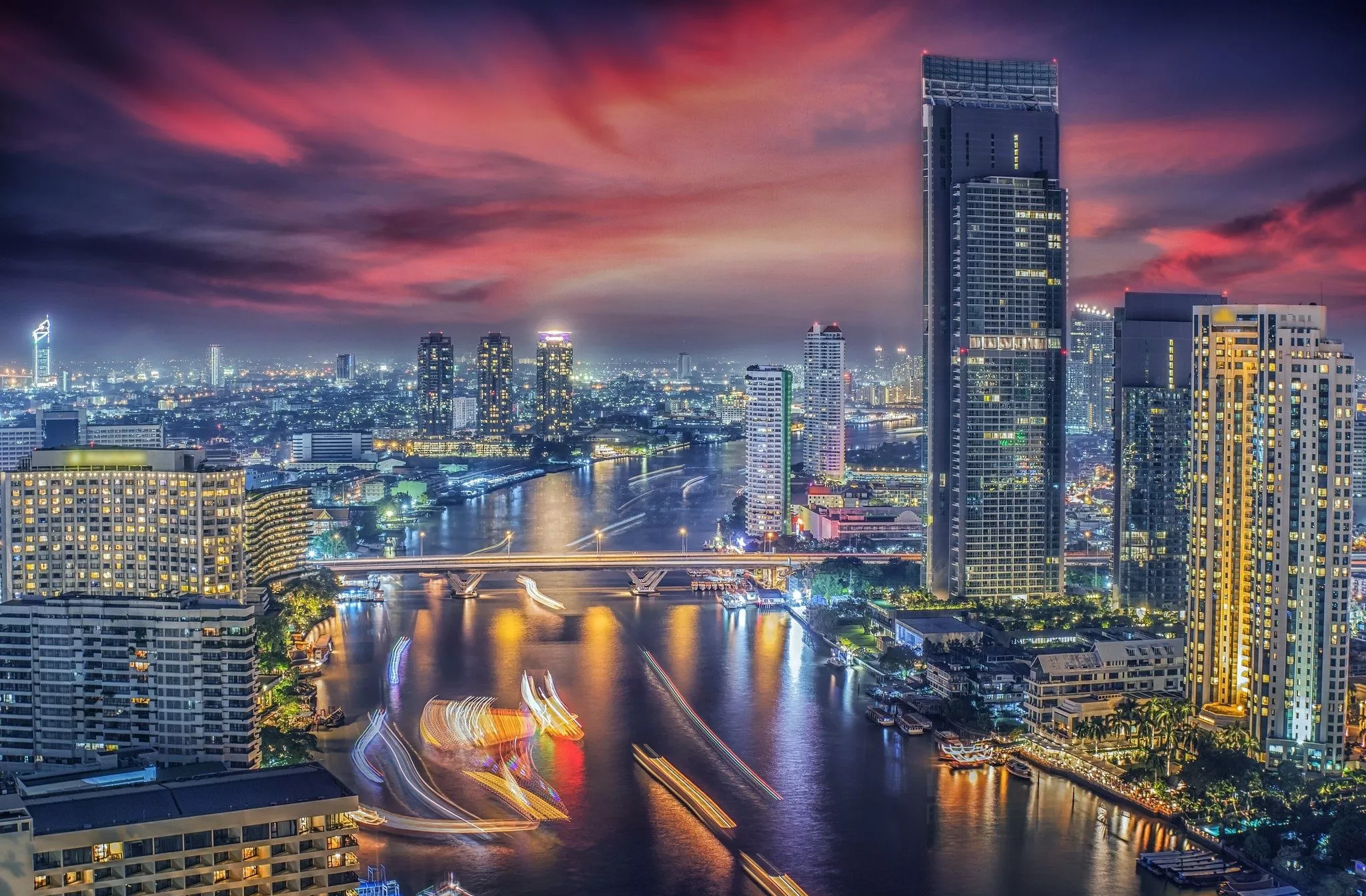 Night Cityscape Building Thailand