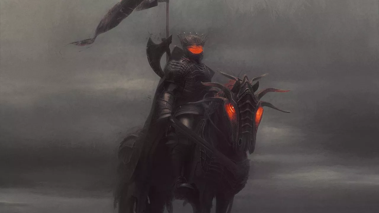 Wallpaper knight, horse, armor, fog