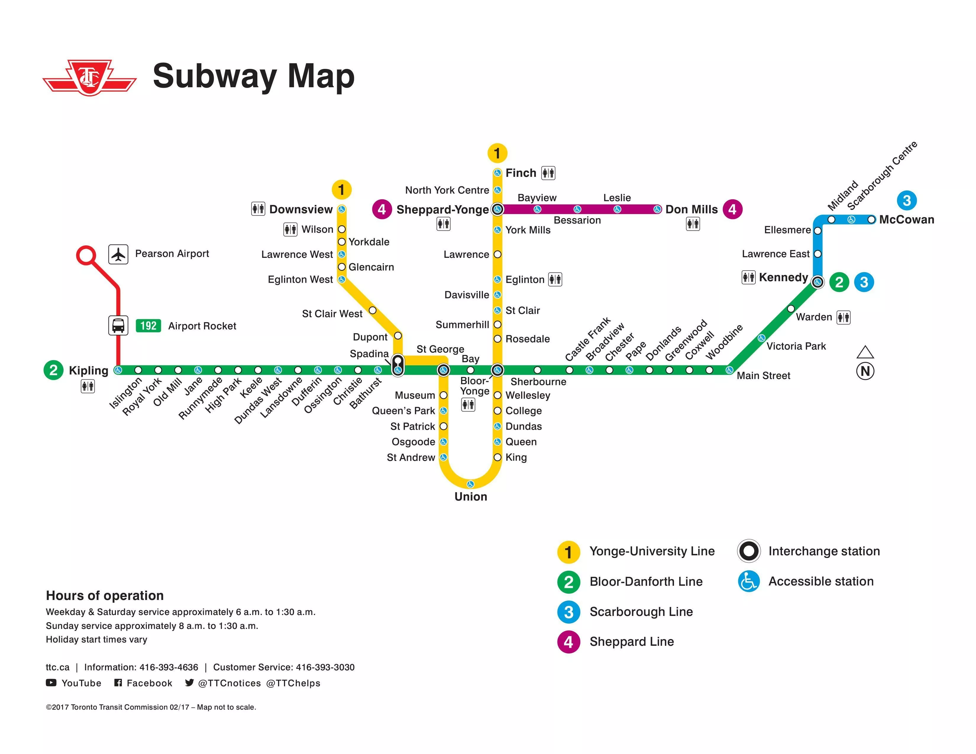 Map of Toronto TTC subway Canada