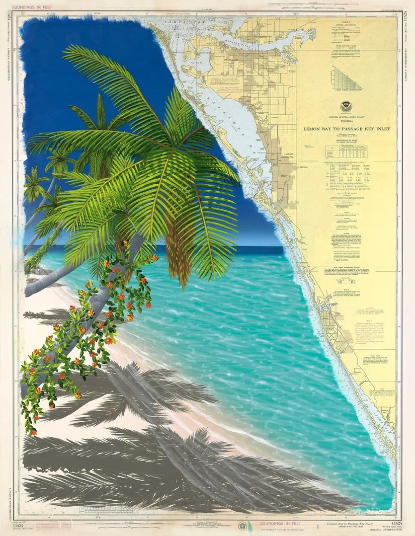 Vintage Map Florida Coastal Mura