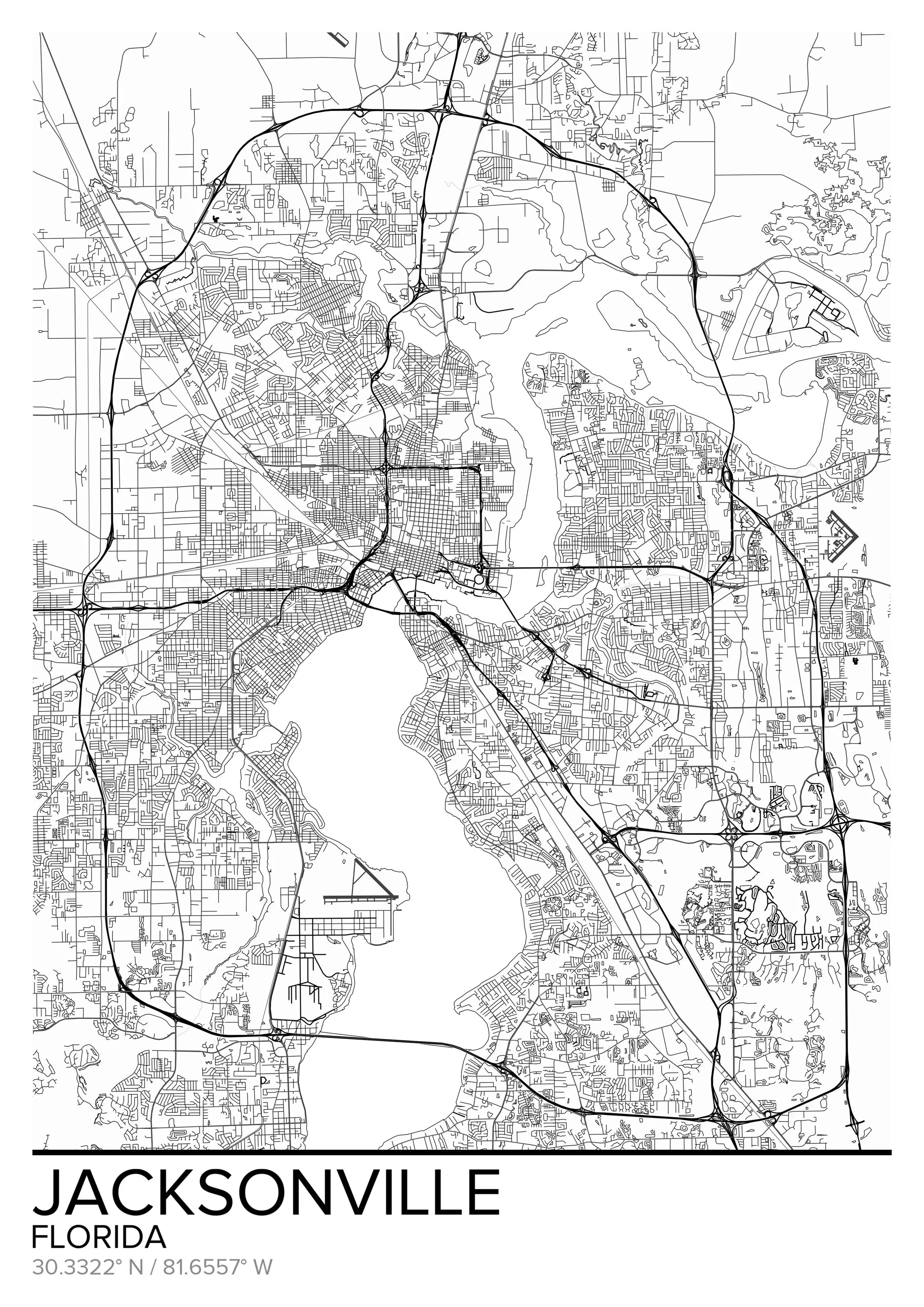 Map Of Jacksonville, FL Wallpaper Mural