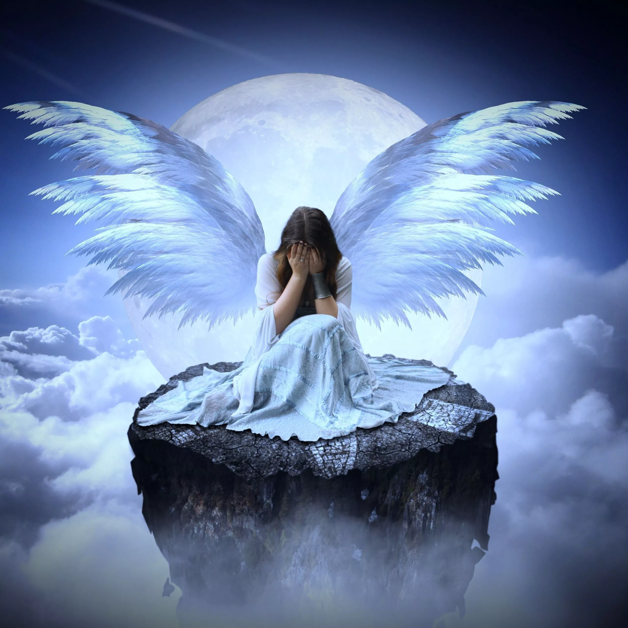 Sad girl Wallpaper 4K, Fairy, Angel