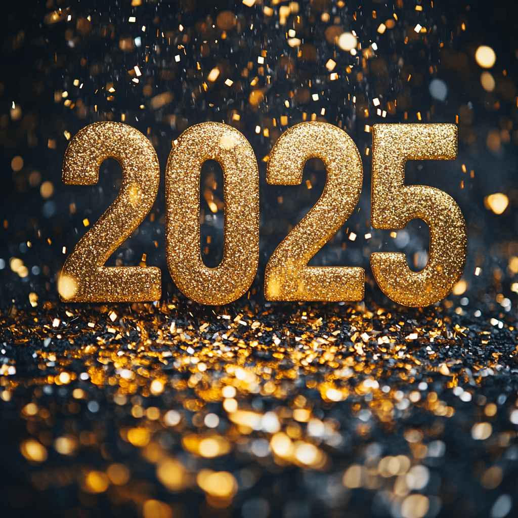 2025 New Year Glitter Wallpaper: Gold