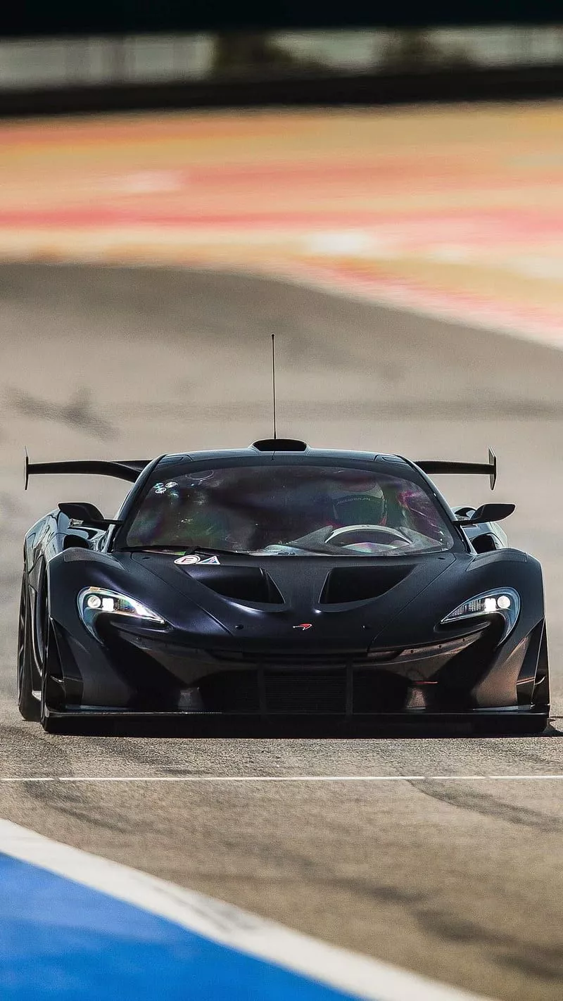 McLaren P1 GTR, black, supercar, track