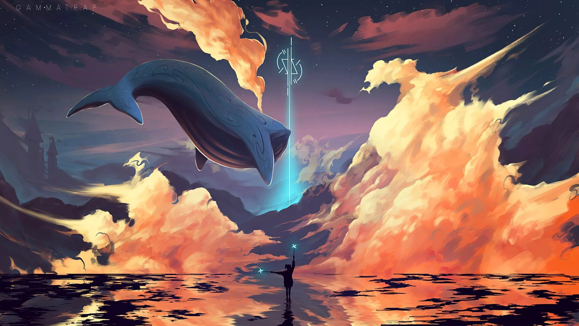 Download Sky Cloud Fantasy Whale 4k
