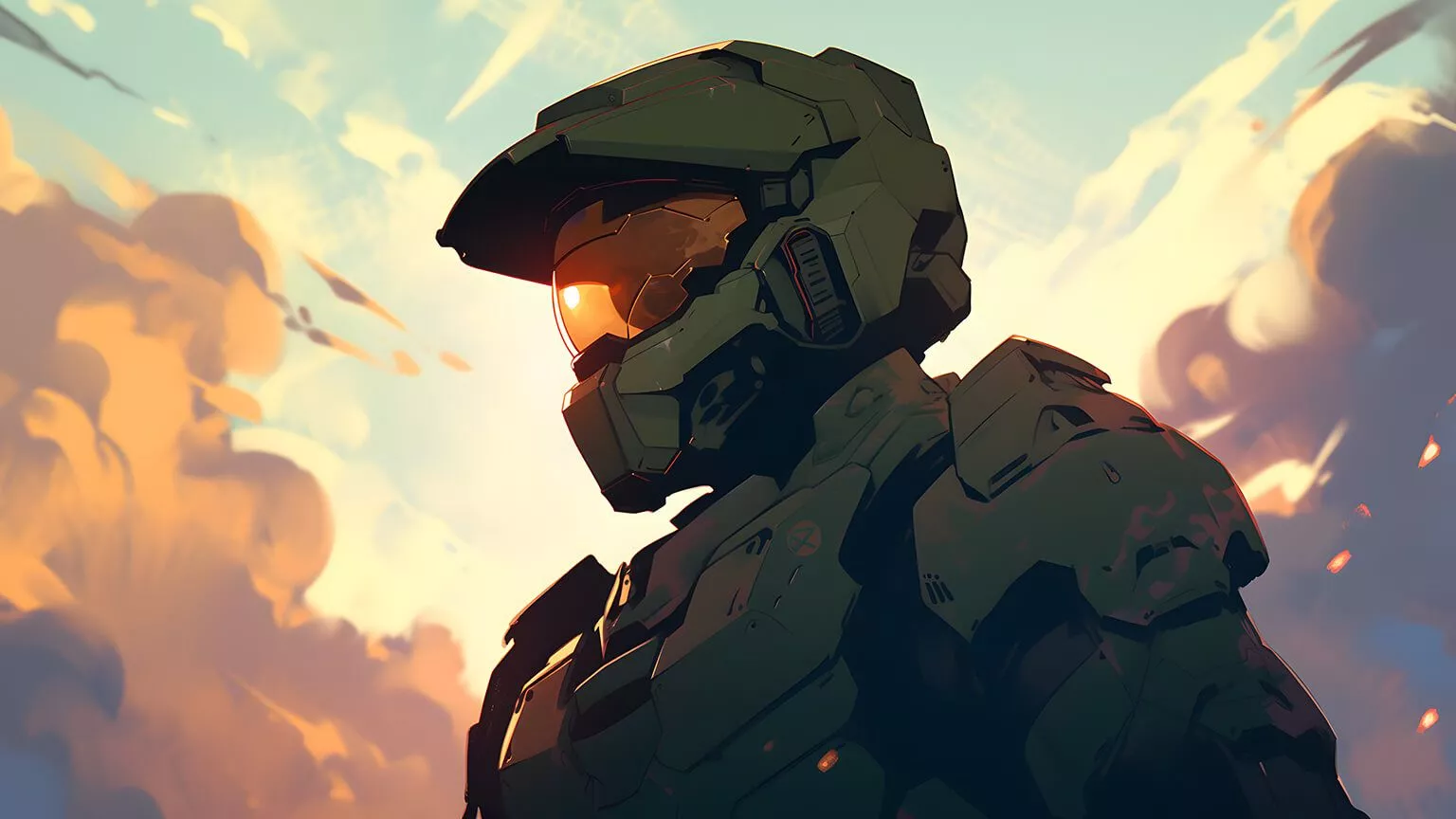 Master Chief & Clouds Desktop Wallpaper