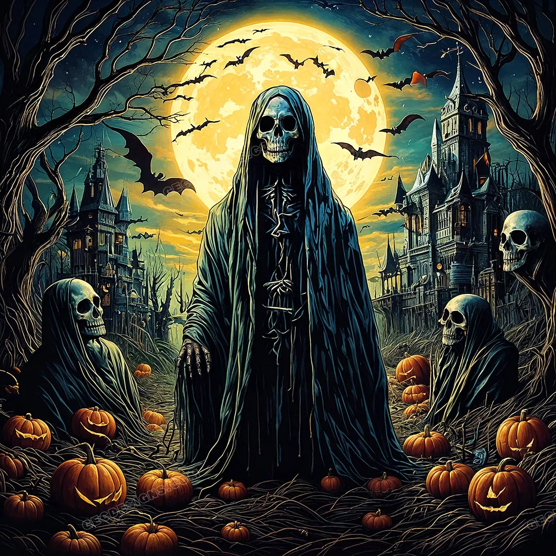 Halloween wallpaper with scary Ghosts