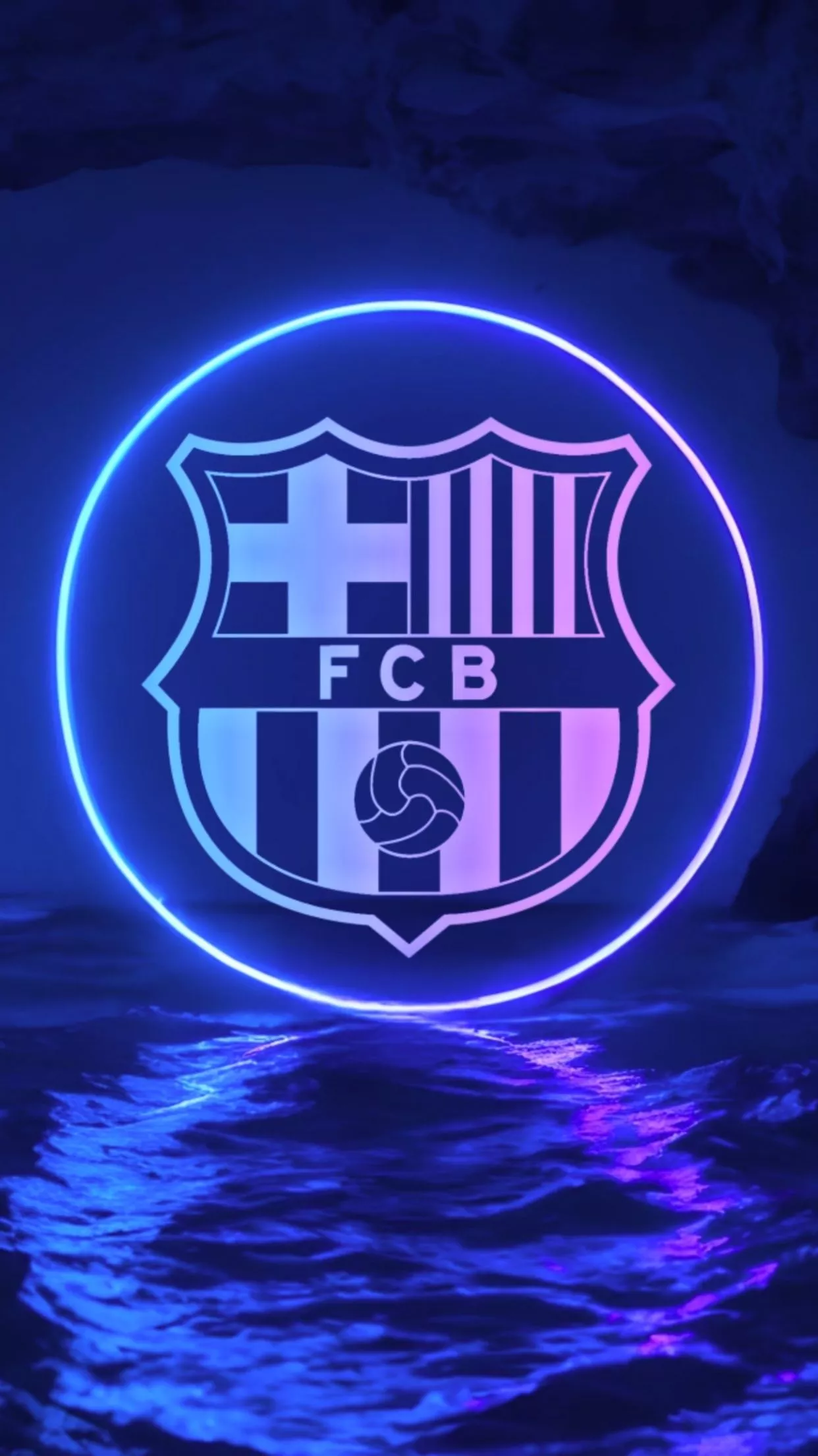 FC Barcelona Wallpaper 4K, Neon logo