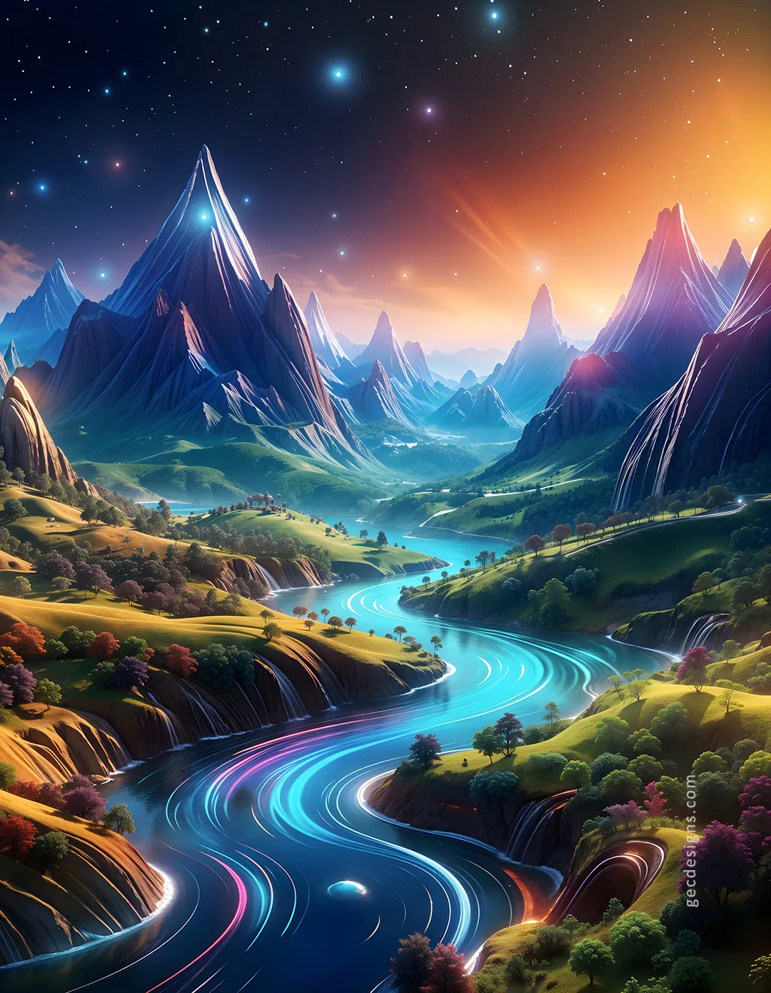 Fantasy landscape valley