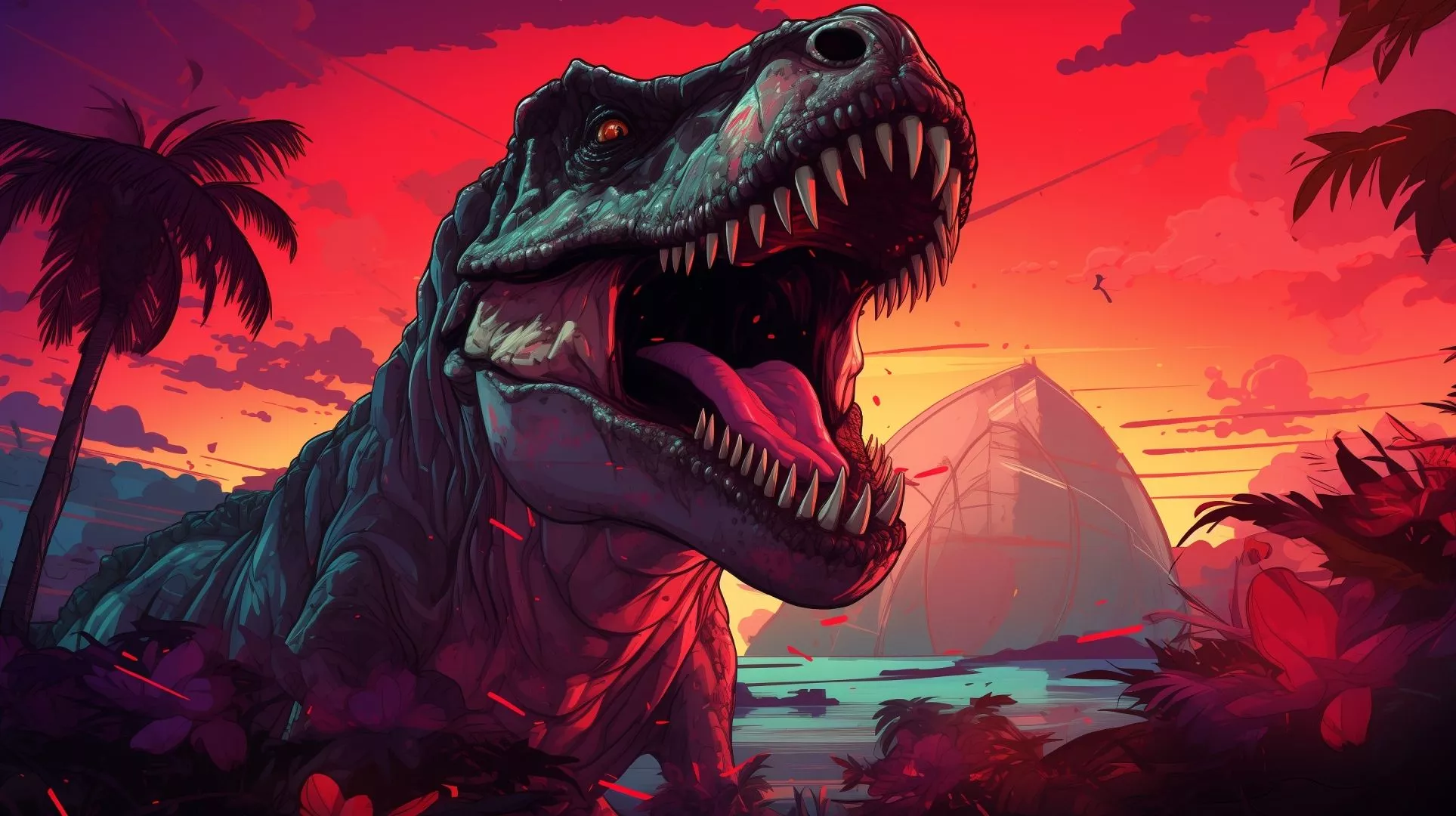 Dinosaur Retro Wallpaper, HD Artist 4K