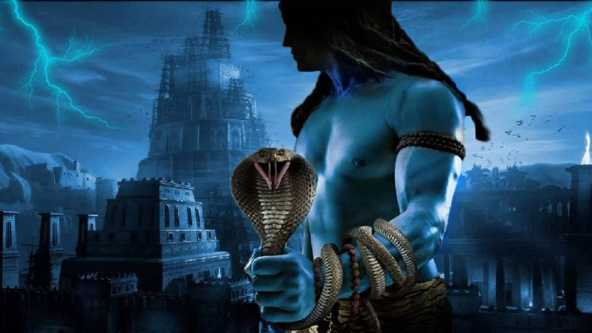 Dark Mahadev Holding Vasuki Ancient