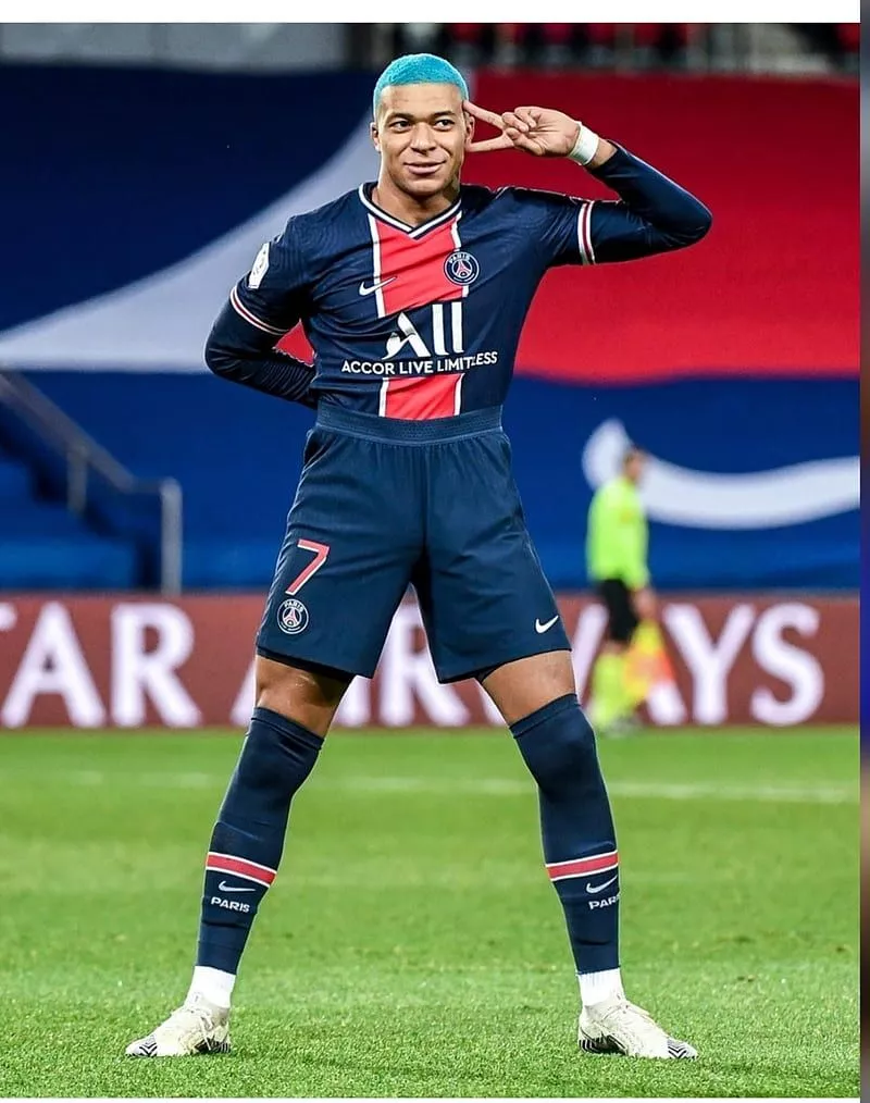 Kylian Mbappe, blue, football, paris, psg, HD phone wallpaper