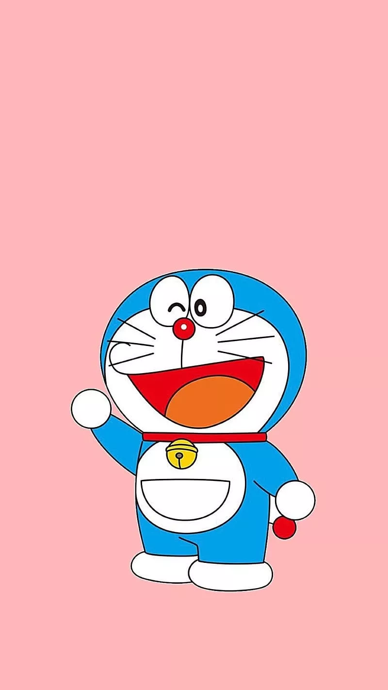 Doraemon, Pink Background, blue