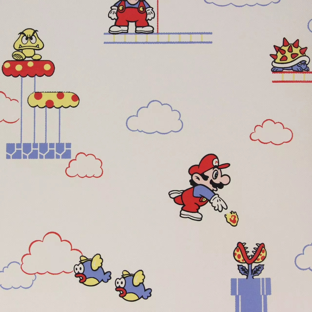 1980s Vintage Wallpaper Nintendo Super Mario Sculptured Vinyl's Vintage Wallpaper