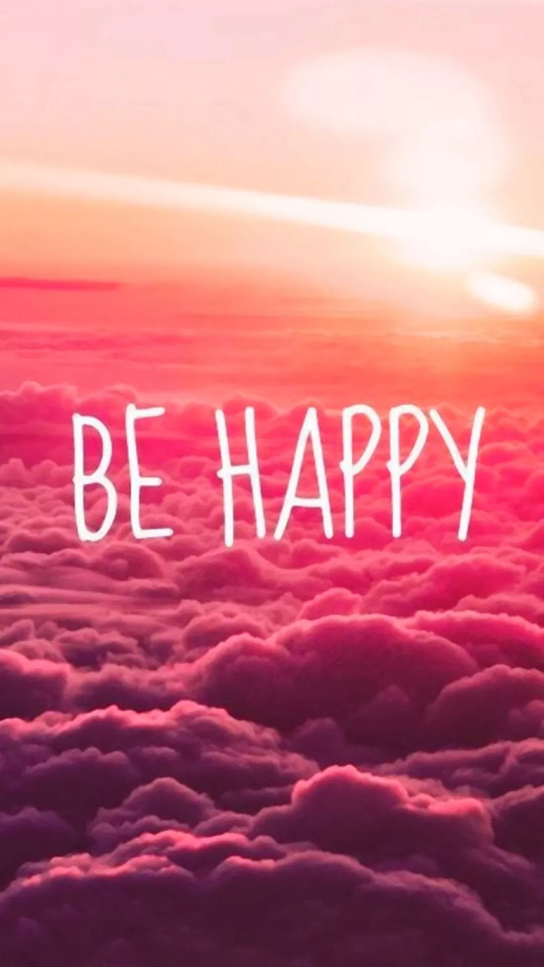 Be Happy Puffy Clouds iPhone 8 Wallpaper