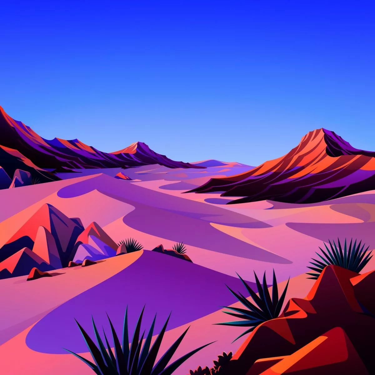 Mountainous Landscape Cartoon Drawing