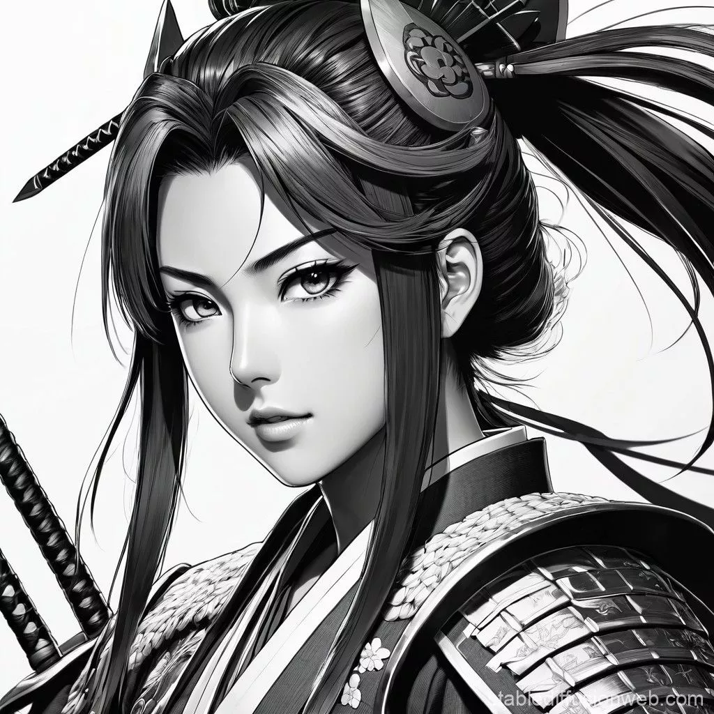 Anime Female Samurai Black and White
