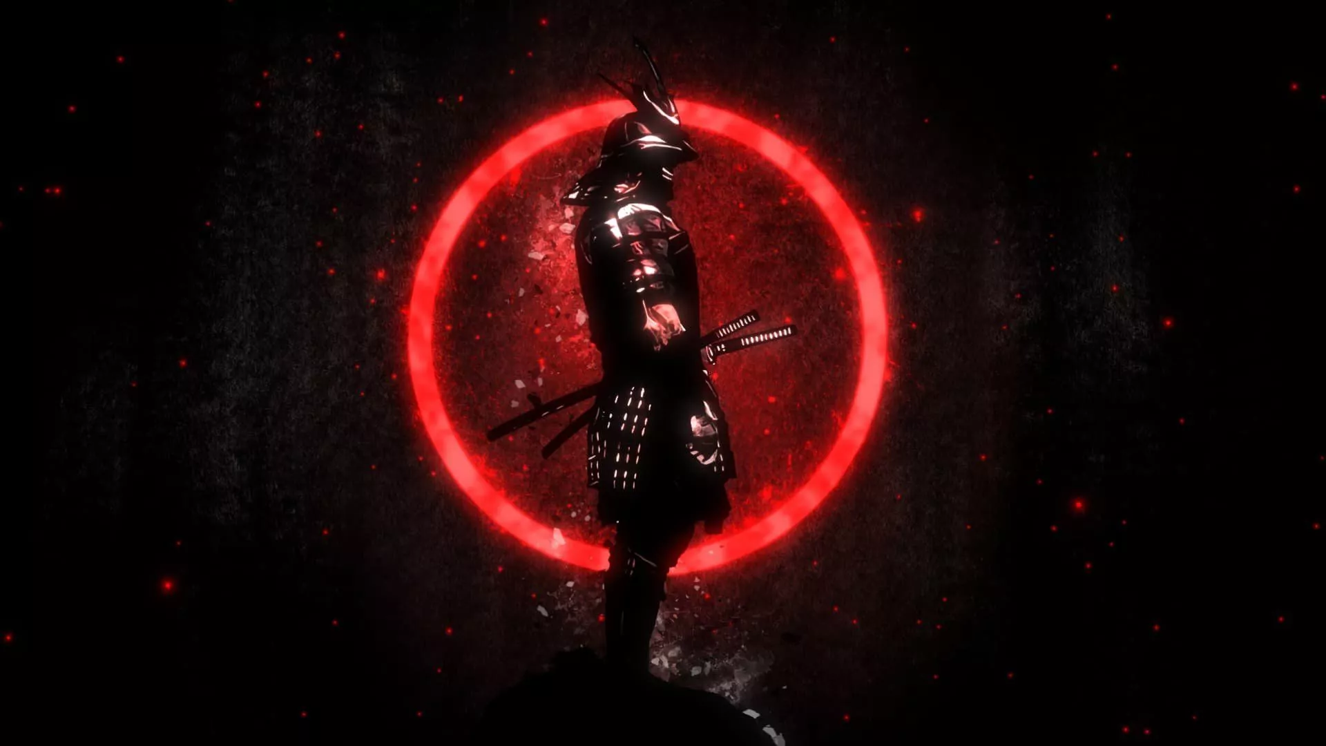 Neon Red Samurai 4K Animated Wallpaper. Dynamic, Audio Responsive Visuals
