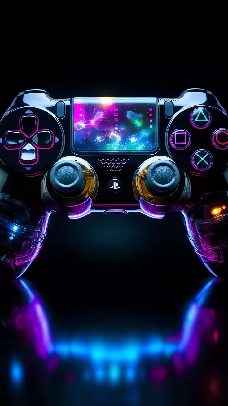 Wallpaper joystick, gamepad, ps5, console, games, neon, Technologies 4K by Błàżė. Download wallpaper joystick, gamepad, ps5, console, games, neon for free