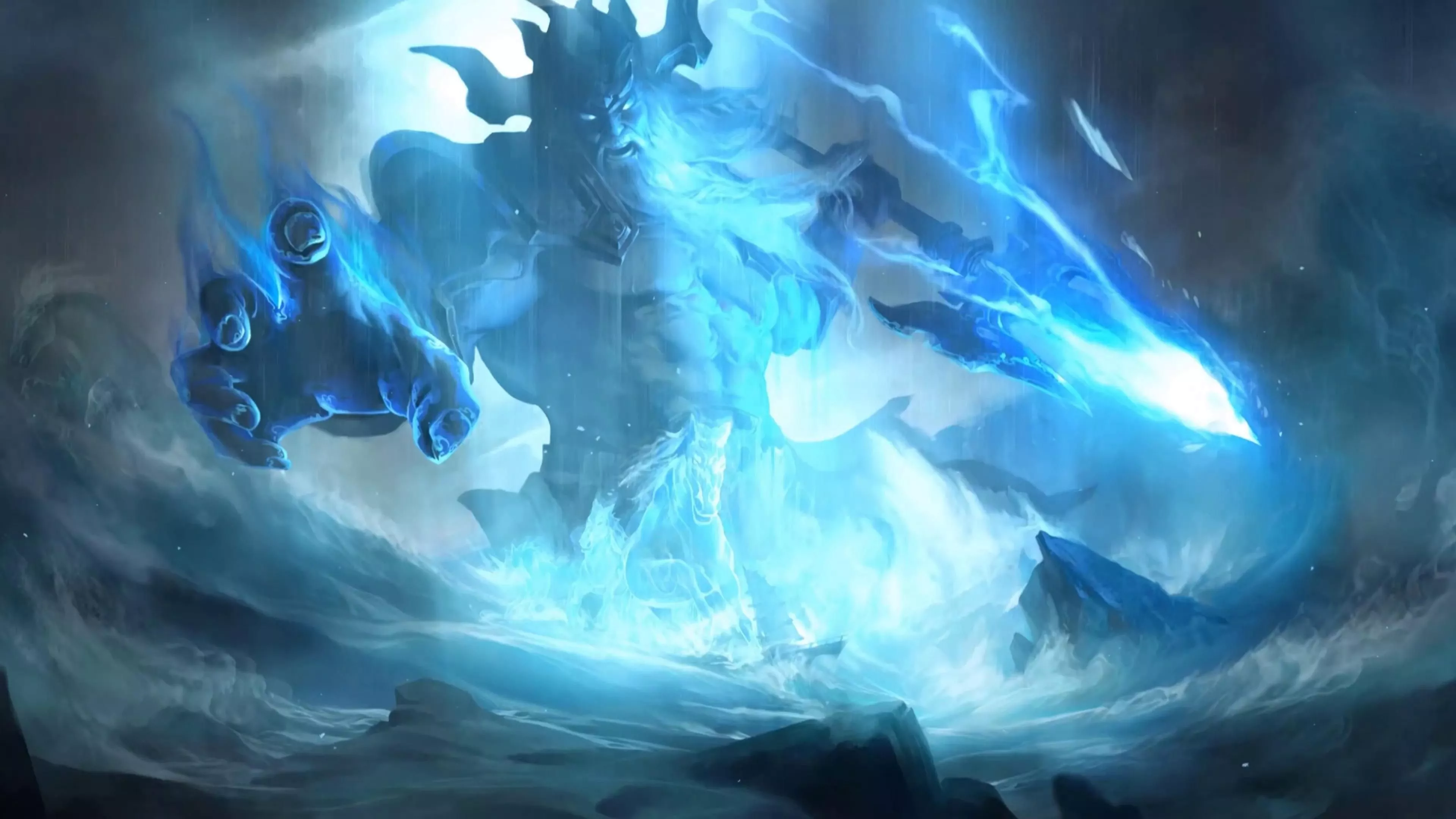 Blue Poseidon With a Sword Live Wallpaper