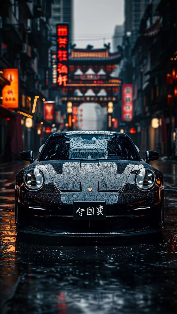 Wallpaper porsche, car, rain, drops